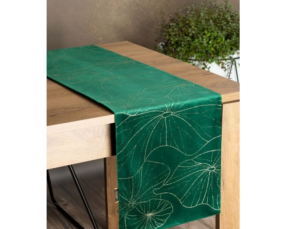 Behúň na stôl Blink 18, zelený s lesklým vzorom